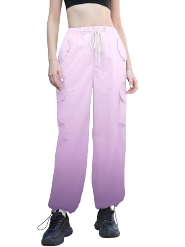 Image of Cromoncent Cargo Pants Girls & Women Parachute Pants Y2K Baggy Rave Clothes Waterproof with Pockets, 6 Years - 3XL