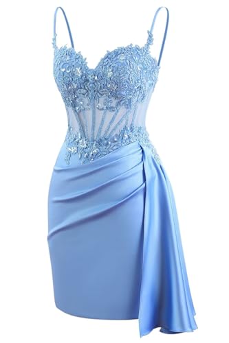 yinyyinhs Lace Satin Homecoming Dresses for Teens 2025 Short Prom Dress Spaghetti Straps Corset Cocktail Formal Evening Gowns3