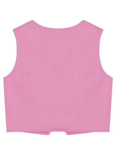 Kids Girls Western Cowgirl Fringe Vest – Cozy Faux Suede Waistcoat Button Down Jacket2