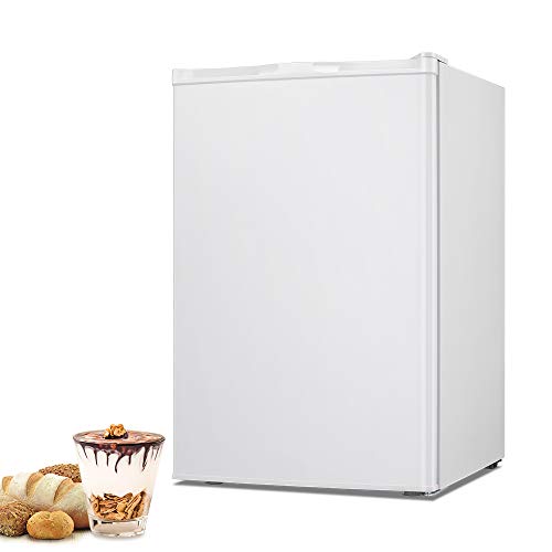 Joy Pebble Free Standing Upright Freezer with Removable Shelf, Adjustable Thermostat, Compact Reversible Single Door Vertical Freezers for Home/Hotel/Apartment/Office (3.0 cu.ft, White)