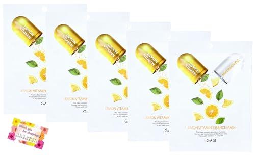 【お肌のキメを整え小ジワを目立ちにくくする】 GASI レモンビタミンエッセンスマスク 1枚入 【5個セット】