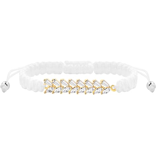 Image of Hand-woven String and Tennis Zircon Bracelet, Stylish Retro Adjustable Bracelet BFF Cubic Zirconia Crystal Women's Love Friendship Jewelry