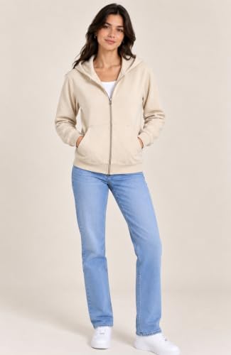 Image of SANE ORIGINALS Women's Cotton Blend Fleece Zip Up Hoodie Sweatshirt, Warm Winter Full Zip Jacket with Kangaroo Pockets