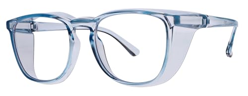 ATTENUTECH Radiation Safety Glasses SQ5062 0.75 mmPb Eq SF-6 Schott Glass Lenses - Lightweight Round Frame w. Side Shields (Blue)
