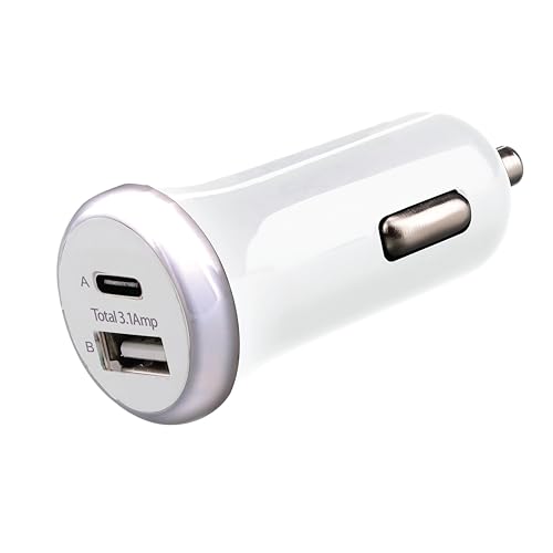 LRIPL 15W Dual Port Fast Car Charger, Type-C PD & USB 5V/3.1A Compact Car Charging Adapter, Compatible with iPhone, Samsung, Android Smartphones, Smartwatch, Earbuds, Power Bank – White LRIPL 15W Dual Port Fast Car Charger, Type-C PD & USB 5V/3.1A Compact Car Charging Adapter, Compatible with iPhone, Samsung, Android Smartphones, Smartwatch, Earbuds, Power Bank – White