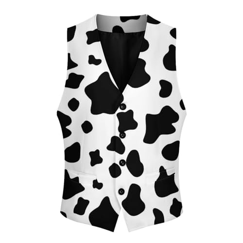 Cow Print Funny Men's Formal Suit Vest Casual Business Dress Waistcoat Printed Vest Slim Fit3