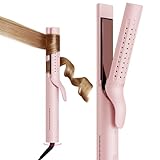 TYMO Airflow 2.0 Curling Iron Flat Iron - Hair Straightener and Curler 2 in 1, 1.25 Inch Curling Wand for Long Short Hair, Dual Voltage for Travel, 54 Million Ionic, Anti-Tangle, 5 Temps, Pink