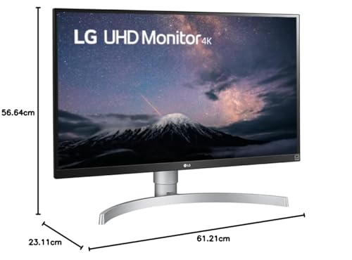 LG 27UL650-W - Monitor 4K UHD 27 pulgadas, Panel IPS: 3840x2160, 60Hz, 5 ms, 1000:1, 350nit, sRGB 99%, 16:9, DisplayPort, Conectividad Universal, Inclinación Ajustable, Color Negro