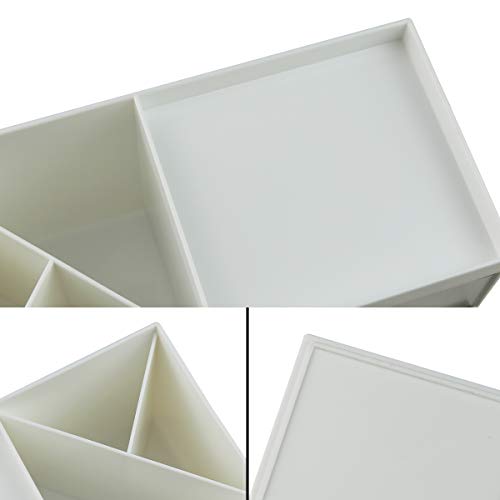 Citmage Desk Organizer Caddy with 5 Compartments Office Workspace Desktop Holder Plastic Stationery Storage Box for Pencils,Markers,Erasers,Pens (white_2) - Thumbnail 2