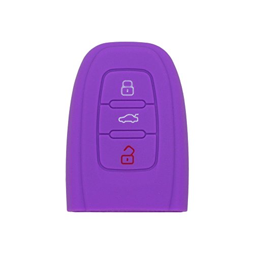 BROVACS Silicone Cover Protector Case Holder Skin Jacket Compatible with AUDI 3 Button Smart Remote Key Fob CV9821 Purple - Image 2