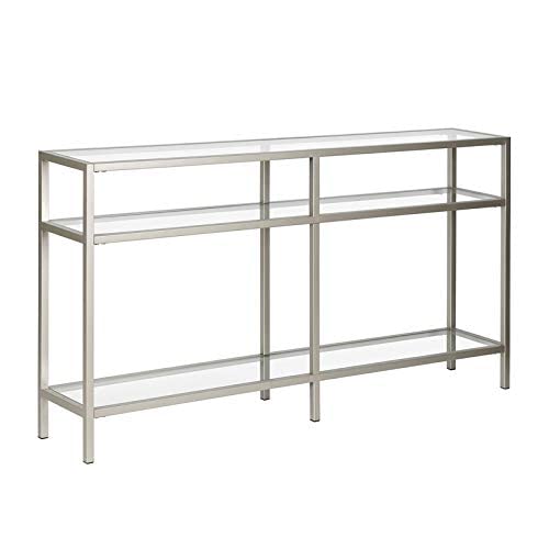Henn&Hart 55" Wide Rectangular Console Table In Satin Nickel, Entryway Table, Accent Table For Living Room, Hallway #TOP3