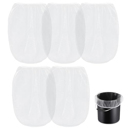 Dimeho 5 Pcs Paint Filter Bag 1 Gallon Liquid Strainer Bags with Elastic Top Fine Mesh Disposable White Paint Filtering Bucket for Gardening Painting Hydroponics