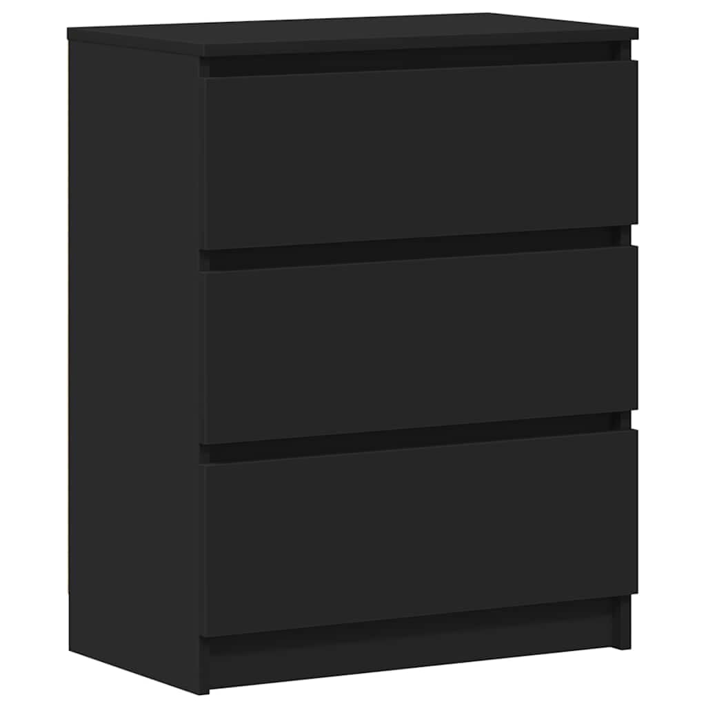vidaXL Sideboard with 3 Drawers - Engineered Wood Storage Cabinet/Side Cabinet/Lowboard for Living Room, Bedroom or Office - Minimalist Black Design, 60x35x76cm — image 1