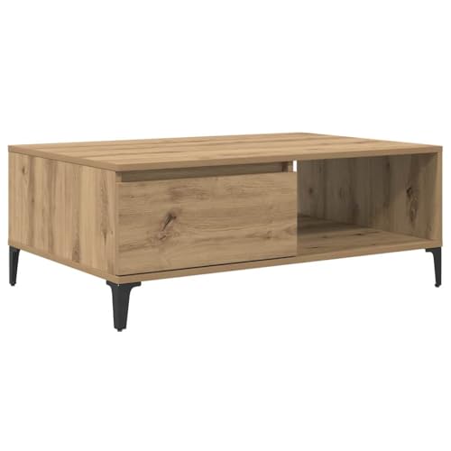 Tonture Couchtisch Artisan-Eiche 90x60x35cm, Holzwerkstoff, Metallrahmen, Industriestil, mit Ablage, für Wohnzimmer, Moderner Beistelltisch, Rustikales Design, Praktischer Stauraum – Bild 4