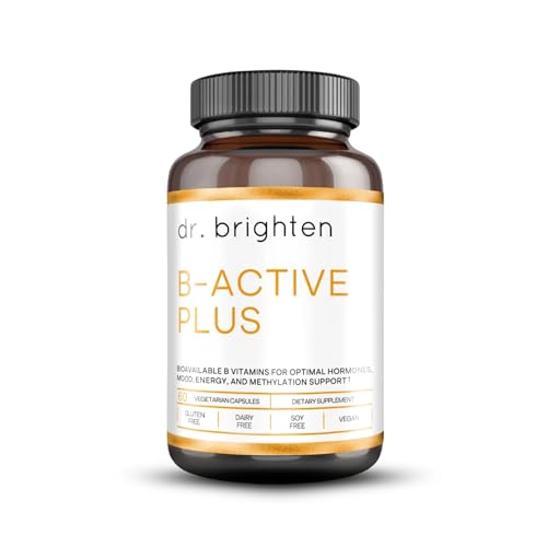 Dr. Brighten B-Active Plus Vegan B Vitamin Supplement for Energy Metabolism Heart Health Improved Memory 60 Capsules