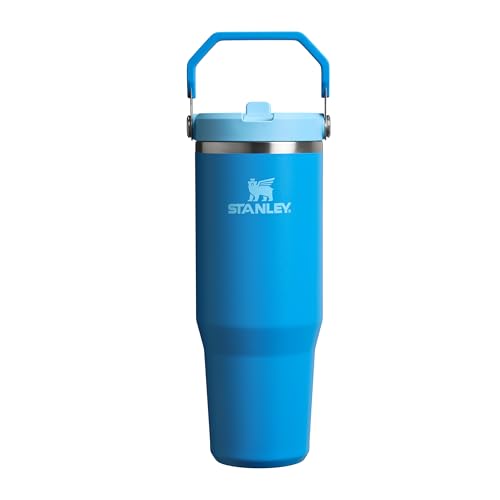 Stanley Flip Straw Tumbler 1.0 Botella Agua con Pajita 0.89L - Conserva el Frío 12 Horas - Termo Agua Fria - Acero Inoxidable - Sin BPA - Fácil de llevar - Apta Para Lavavajillas - Azure
