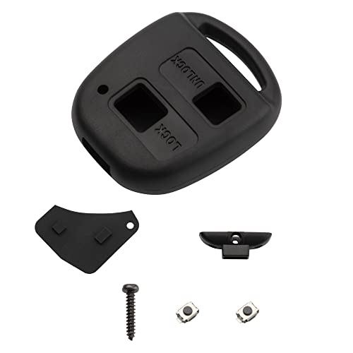 Konuooer Coque Clé avec 2 Boutons en Caoutchouc pour Aygo Corolla Yaris RAV4 Prado Avensis Land Cruiser Previa Echo Tarago Alphard cle Coque Télécommande de...