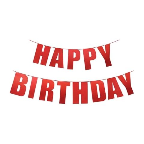 IEBQ Red Happy Birthday Banner Cover