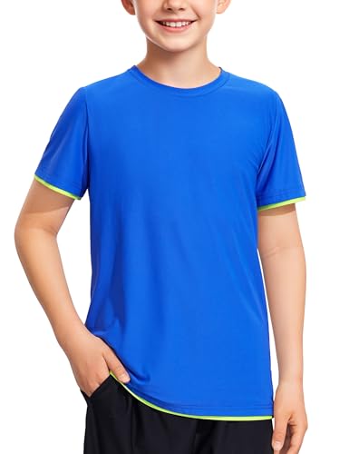 Image of Somaibo Boys Athletic Shirts Mesh Kids Short Sleeve T-Shirts Quick Dry Youth Activewear Tops for Teens