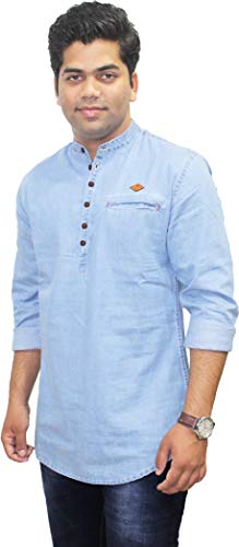 Image of Kuons Avenue Men's Short Denim Kurta | Kurta Shirt for Men