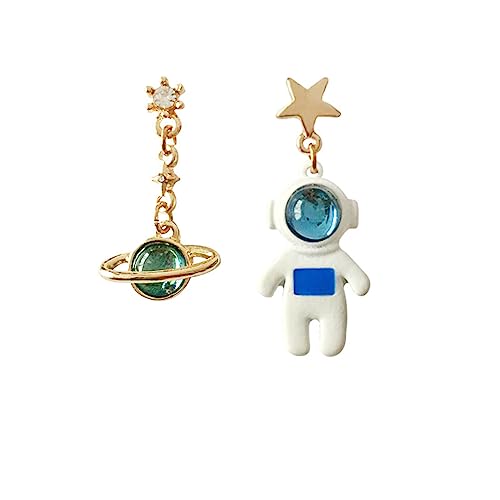Planet Earrings for Women Creative Handmade Cartoon Rocket Space Ship Astronauts Moon Saturn Dangle Drop Earrings Space Lover Gift Sci-Fi Jewelry