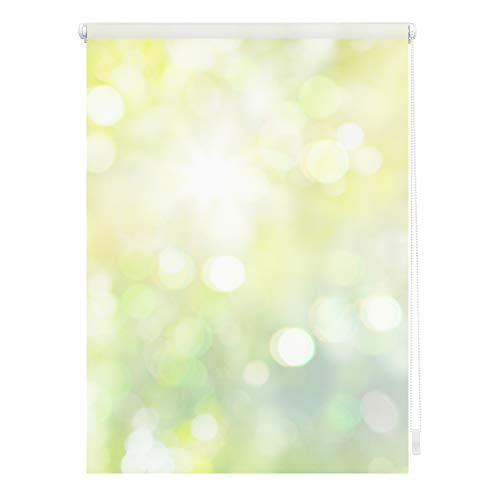 Lichtblick Klemmfix Tageslicht-Rollo mit Motiv, ohne Bohren, Blickdicht, Seitenzugrollo, Made in Germany, Lichtspiel - Grün Gelb 60 x 150 cm (B x L)
