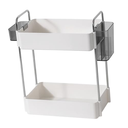 KONTONTY 2Tier Bathroom Organizer Shelf Corner Storage Rack for Kitchen Bathroom Stylish Makeup Toiletries Holder Versatile Use Any Space