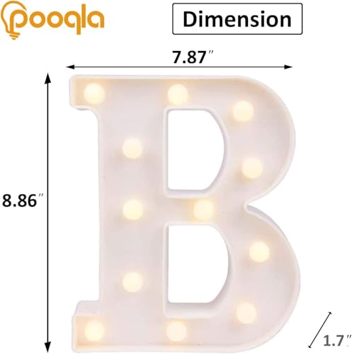 Image of Pooqla LED Light Up Letters, Warm White and Colorful Lighted Marquee Letters with Remote, Lighted Letter for Party Birthday Decorations, Gift for Girls Boys Night Light, Wedding Home Decor, Letter B