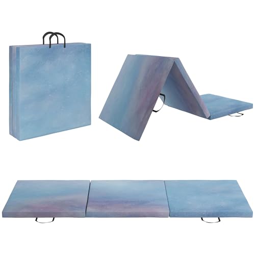 HOMCOM Tapis de gymnastique pliable, tapis gymnastique épais, 180 x 60 x 5 cm, avec poignée, tapis de sol pour yoga, sport, fitness, pilates, revêtement synthétique