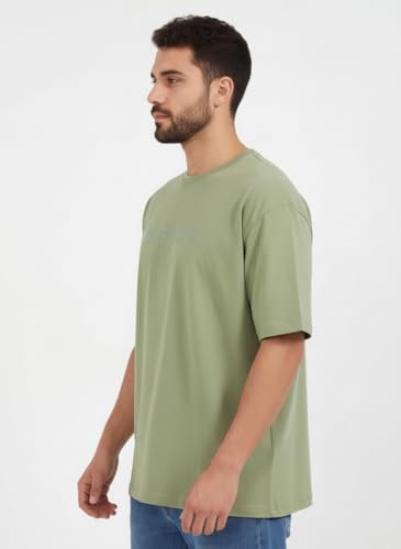 Image of FYLTR Men's Relaxed Fit Oversized T-Shirt | Cotton Blend | Round Neck and Half Sleeves Casual T-Shirt | Comfortable Summer Wear