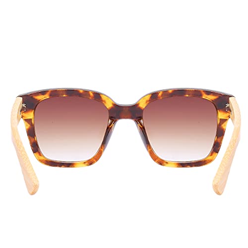 Piranha Square Sunglasses for Women with Demi Frame plus Sustainable Bamboo Temples and Gradient Brown Lens3