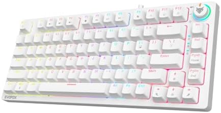 EvoFox Katana X2 TKL Mechanical Gaming Keyboard | 3‑Pin Replaceable Silent Red Switches, Dynamic Backlighting, All Keys Anti‑Ghosting, Volume Knob, Copilot, Xbox Gamebar, Screenshot & More (White)