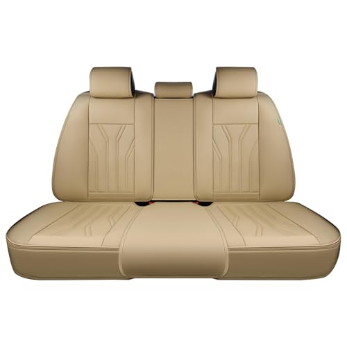 Image of FLORICH Rear Seat Covers Leather Car Seat Covers Waterproof Back Seat Cover Automotive Seat Covers Universal Seat Cushion Protector for Most Cars Trucks SUV-Beige