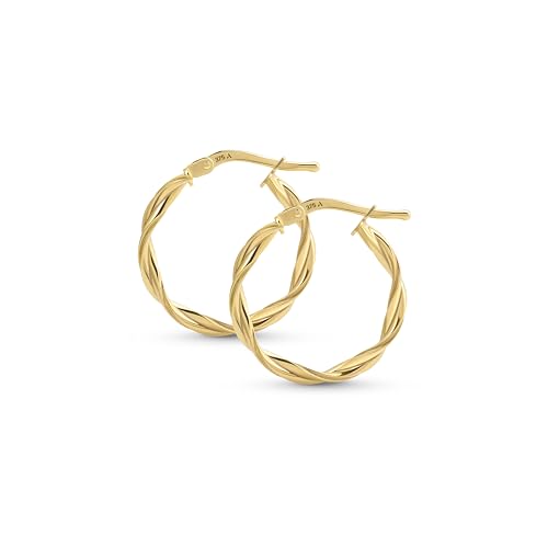 Amberta Allure Dames Gedrehte Creolen aus 9K Gold: Creolen Gold 9 Karat