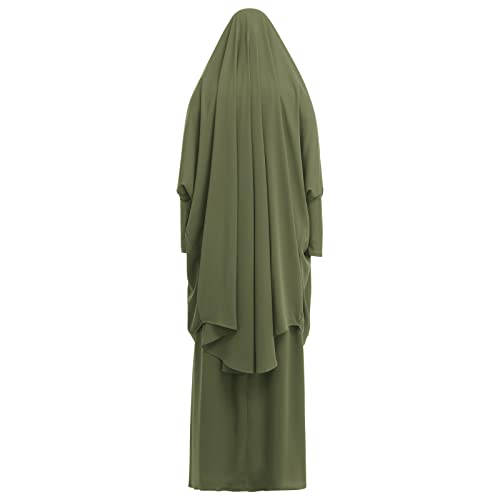 Prayer Clothes for Muslim Women Islamic Abaya Suit Maxi Skirt + Khimar Hijab 2pcss Burka Jilbab Kaftan4