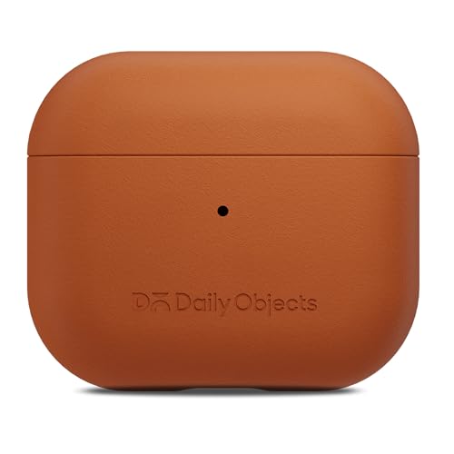 Image of Dailyobject Leatherite AirPods Case Cover Compatible with Apple AirPods 4 | Durable Leatherite Material | Shock Resistant & Lightweight | Compatible Wireless Charging | Stylish Design - (Tan)