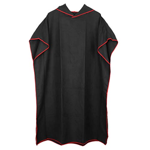 B Baosity Toalla de Poncho Surf con Capucha para Adultos Mujeres Hombre, Traje de Playa de Microfibra Bañador para Baño de Natación Ropa Piscina - Negro