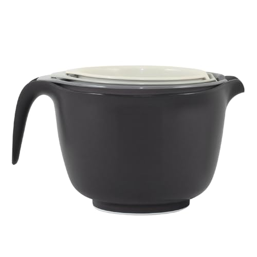 Glad Mixing Bowls with Pour Spout, Set of 4 - Nesting Plastic Bowls (1.2qt, 1.9qt, 2.8qt, and 3qt with Handle) - Non Slip Base, Dishwasher Safe Kitchen Cooking and Baking Supplies, Grey - image 7