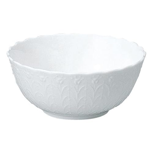 Narumi 9968-3443P Salad Bowl, Silky White, Diameter 5.5 inches (14 cm), White, Cute, Relief, Small Bowl, Microwave Warm, Dishwasher Safe