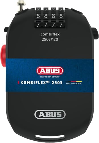 ABUS Spezialschloss Combiflex 2503/120 - Geeignet als Gepäcksicherung, Skischloss, Helmsicherung - 120 cm Stahlkabel -...