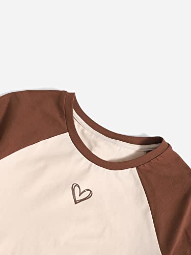 Image of Floerns Girls Summer Print Short Sleeve Round Neck Crop Tops Tee Shirts