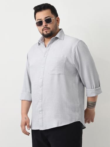 Image of Urbano Plus Men's Linen Blend Full Sleeve Relaxed Fit Casual Solid Shirt