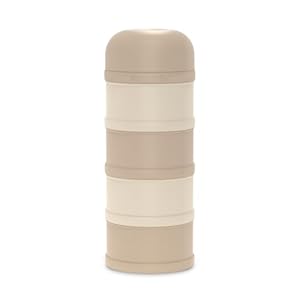 Suavinex, Milchpulver Portionierer & Snackbox: 4 Fächer stapelbar, Pulverdose mit Ausguss, Schraubverschluss, Luftdicht, Spülmaschinenfest, für Baby Babysnacks & Milchnahrung, 0+ Monate, Beige