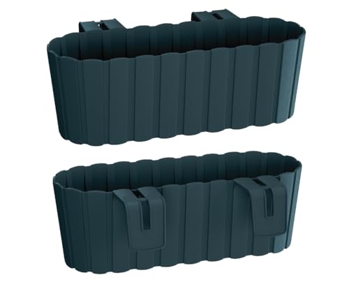 Generisch Blumenkasten Rechteckig Balkonkasten Blumenkübel 40cm aus UV-beständiger Kunststoff Für Innen und Außen Color: Grau, Weiß, Anthrazit (Anthrazit, 40 cm)