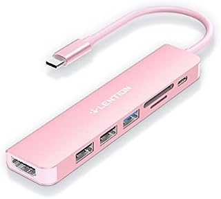 LENTION USB C Hub with 100W PD Charging, 4K HDMI, SD/Micro SD Card Reader, USB 3.0, Compatible 2022-2016 MacBook Pro, New Mac Air/Surface, Chromebook, More, Stable Driver Adapter(CB-CE18, Rose Gold)