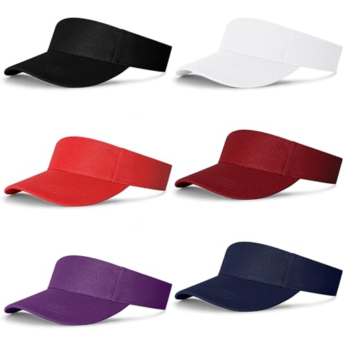 Image of 6 Pieces Sun Visor Hats for Women and Men Adjustable Sun Protection Cap Hats (One Size Adjustable)