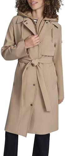 DKNY ベージュ ロングコート DKNY Women's Belted Trench Coat with Hood – Lightweight Water