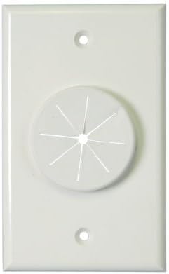 Single Gang Wireport Cable Pass Through Wall Plate with Grommet Ivory