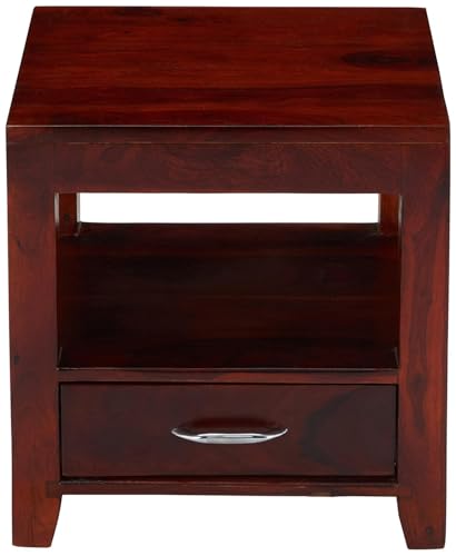 Image of Amazon Brand - Solimo Solid Sheesham Wood Anngin Bedside Table with 1 Drawer and Shelf for Home and Office (Honey Finish)