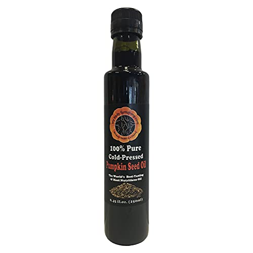 Organic PUMPKIN SEED OIL - Cold Pressed in Our US Facility | Unfiltered | Unrefined - 8 oz. Protective Glass Bottle | 100% Pure Dressing and Cooking Oil (moderate heat)